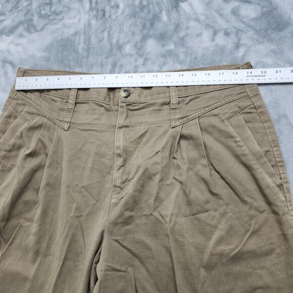 Vintage 80s Cherokee Pants Womens 18 Tan Brown Pleated Tapered Bareback Preppy - Picture 7 of 11